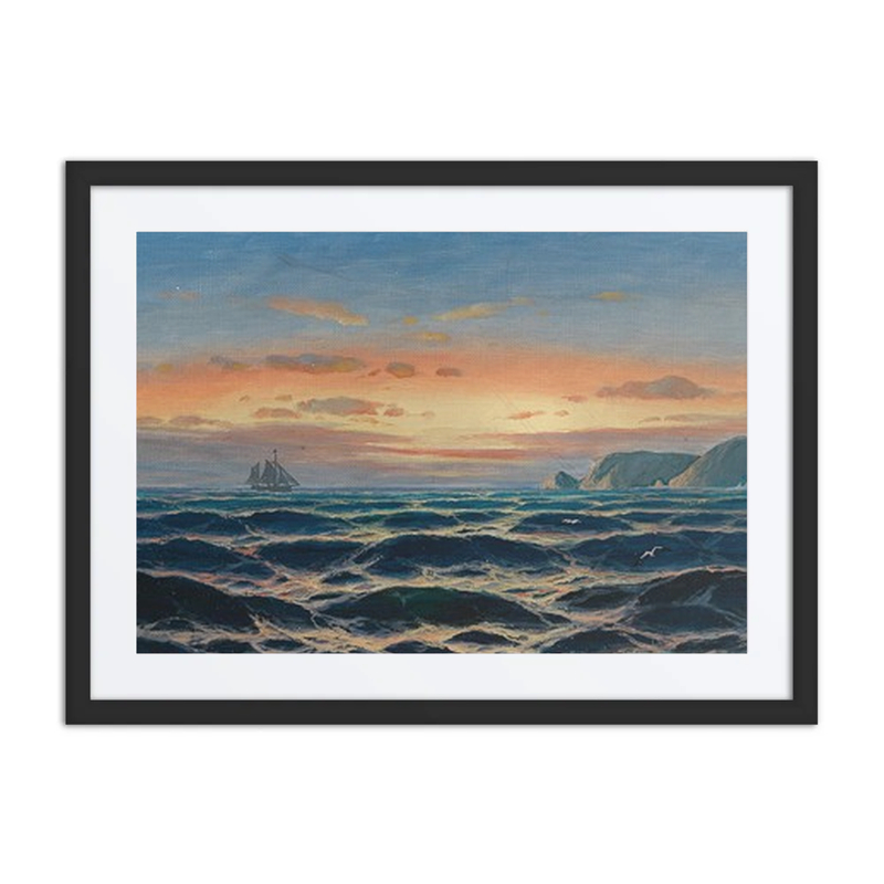 Sailing Ship by the Coast in Evening Light