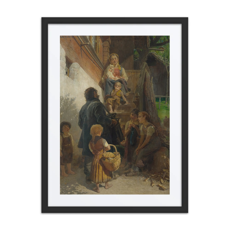 Scene in Oberhasli; Hurdy-Gurdy Player Outside the House