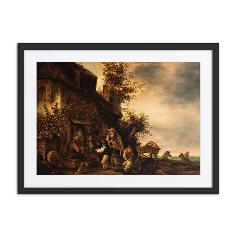 Scene with Hurdy-Gurdy Player and Boy Violinist Outside Tavern