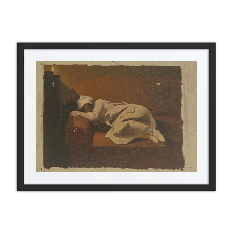 Schlafende Frau Auf Rotem Sofa