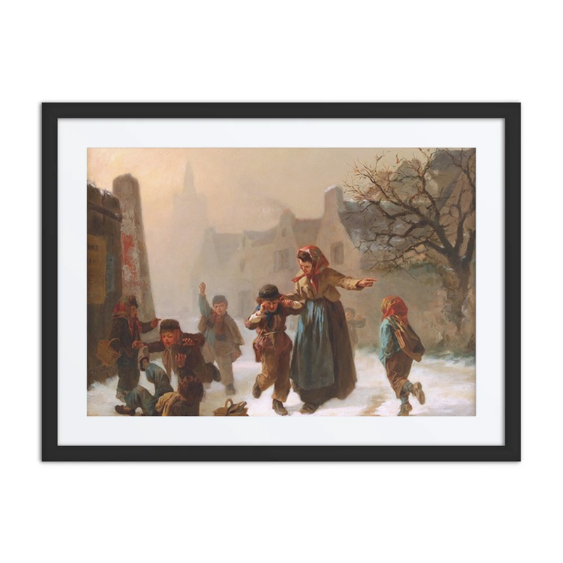 School Children Play Fighting in the Snow