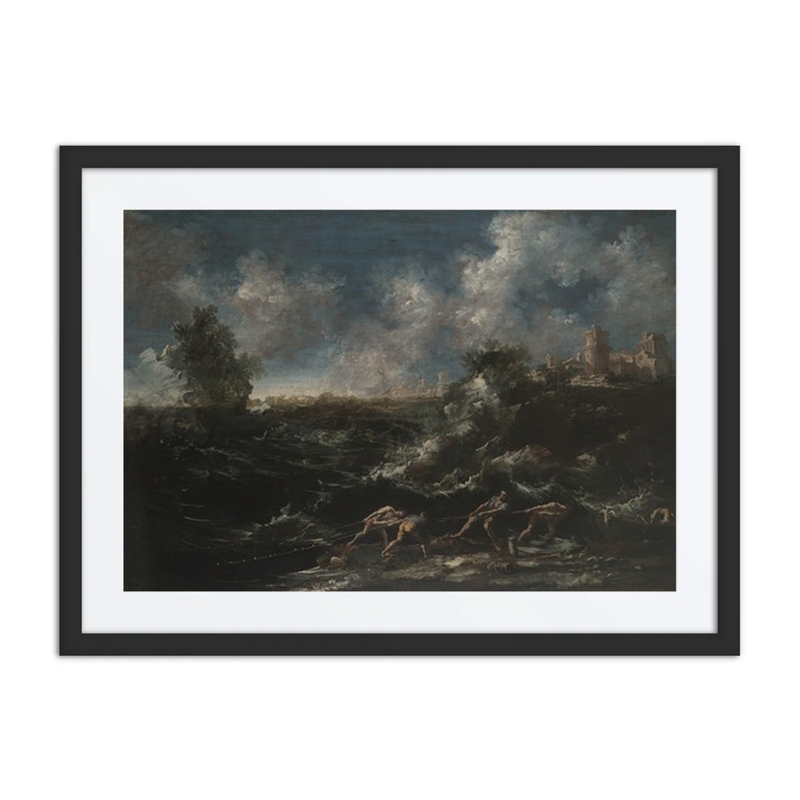 Seascape with Fisherman Pulling out Nets