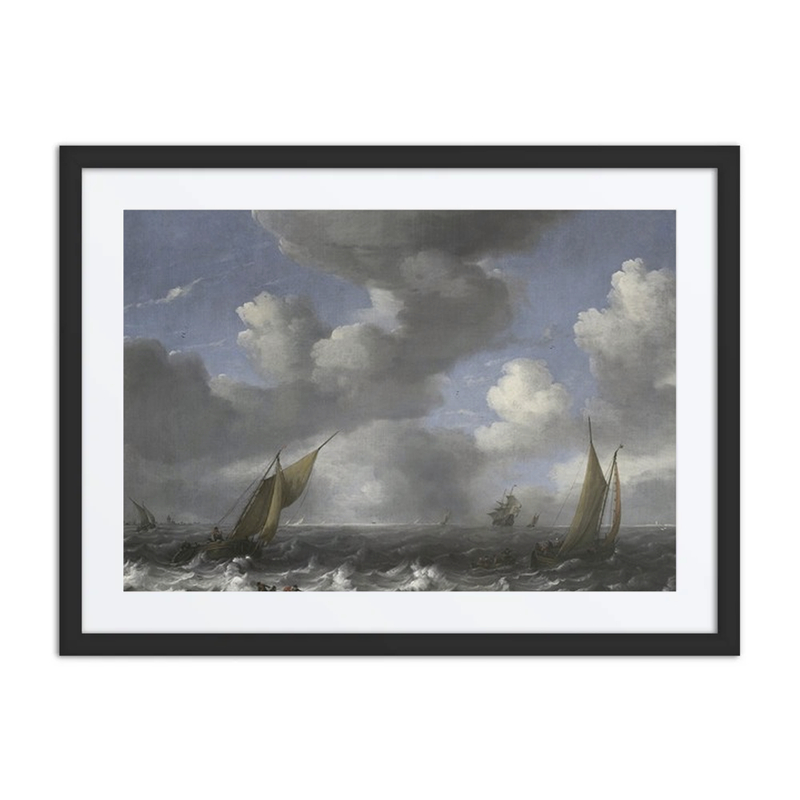 Seascape with Fishing Boats in a Stormy Sea
