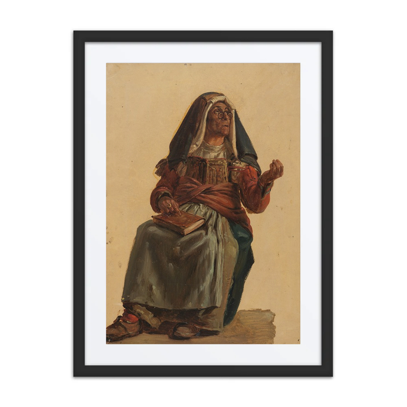 Seated Old Italian Woman with a Book on Her Lap