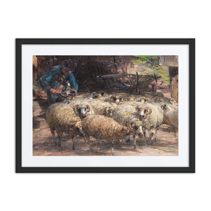 Shepherd with Flock at the Well