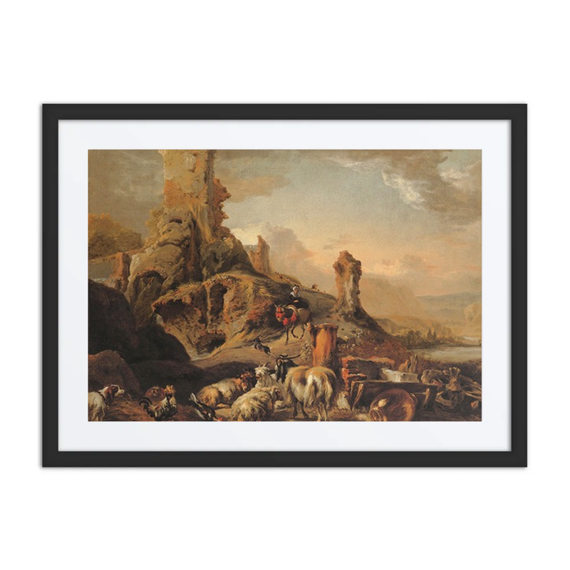 Shepherdess and Her Flock on a Path