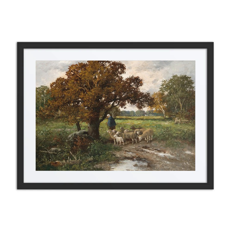 Shepherdess with Flock