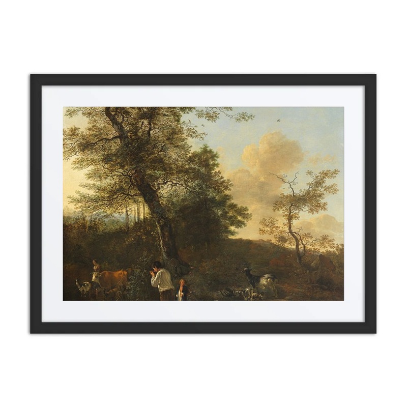 Shepherds and Cattle in a Pasture