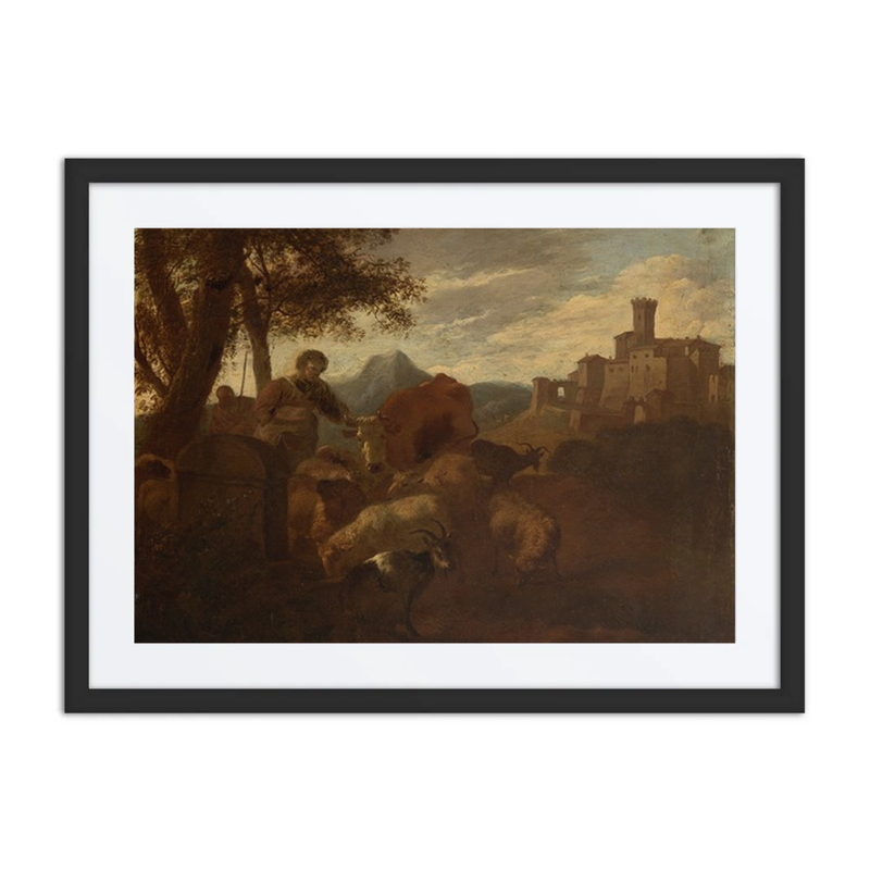 Shepherds and Flock in a Southern Landscape