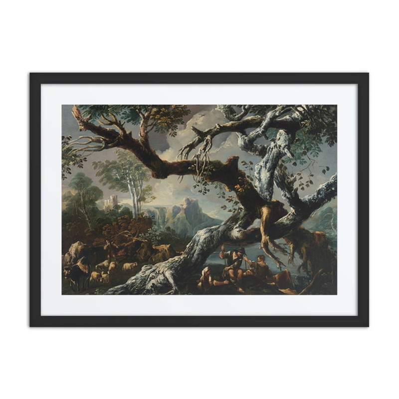 Shepherds Beneath a Tree on a Clifftop