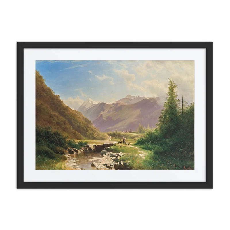 Shepherds Resting in a Vast Mountain Landscape