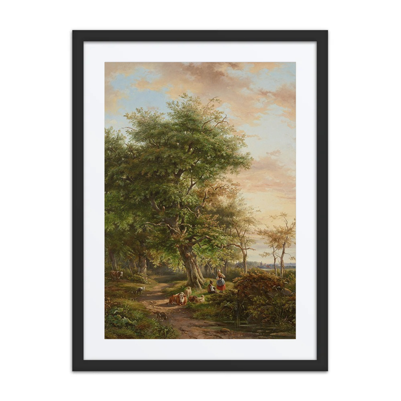 Shepherds Resting Under a Tree at Sunset