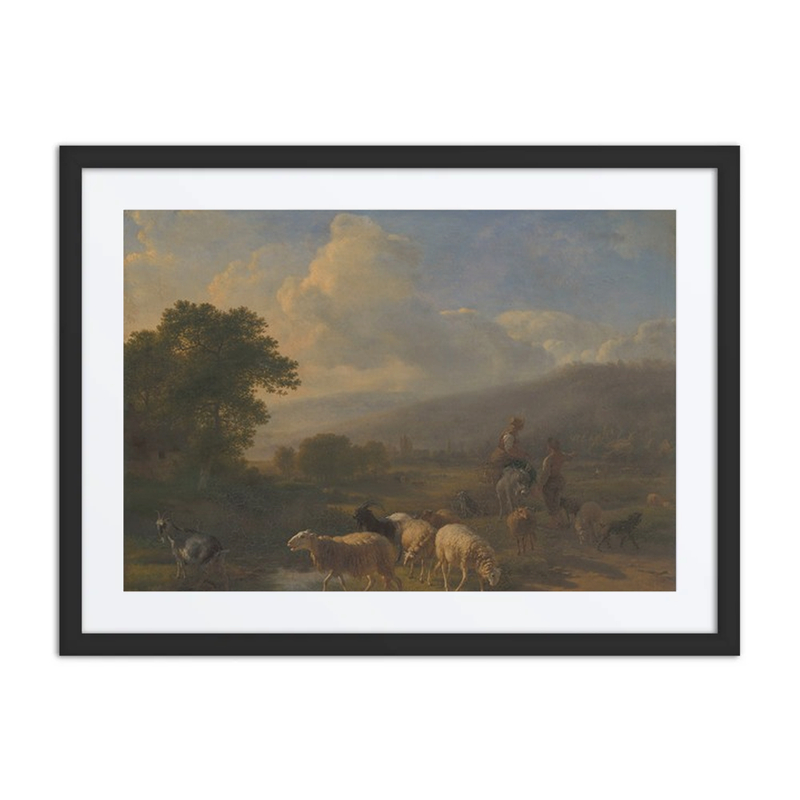 Shepherds with Sheep in a Mountainous Landscape
