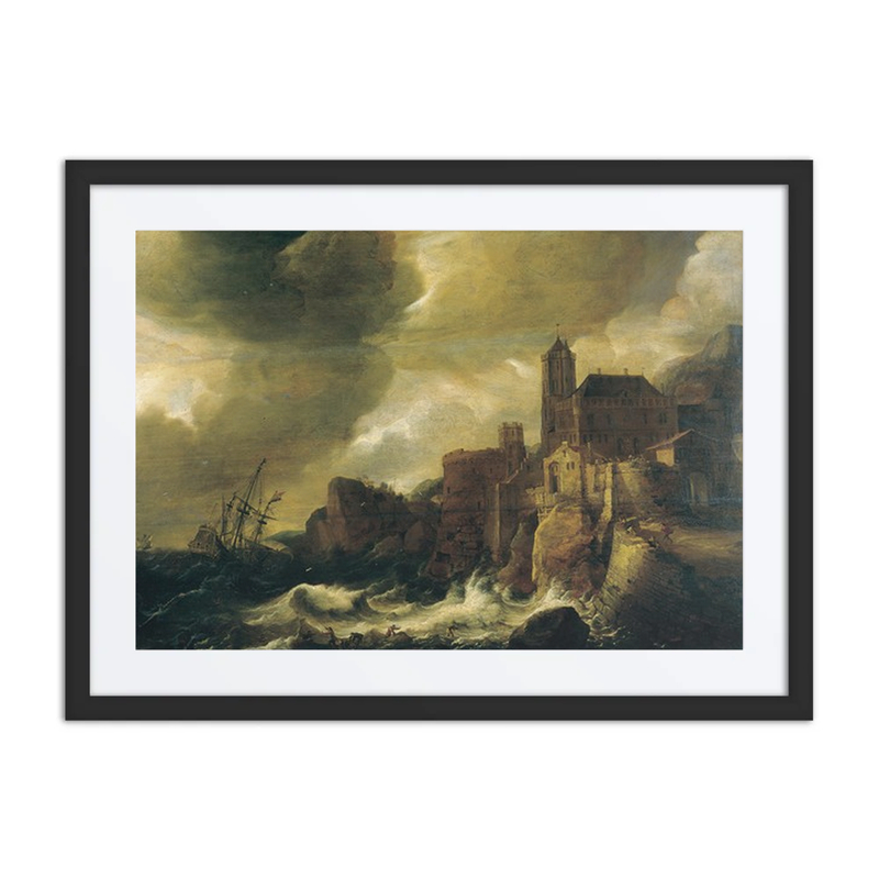 Shipwreck off a Rocky Coast