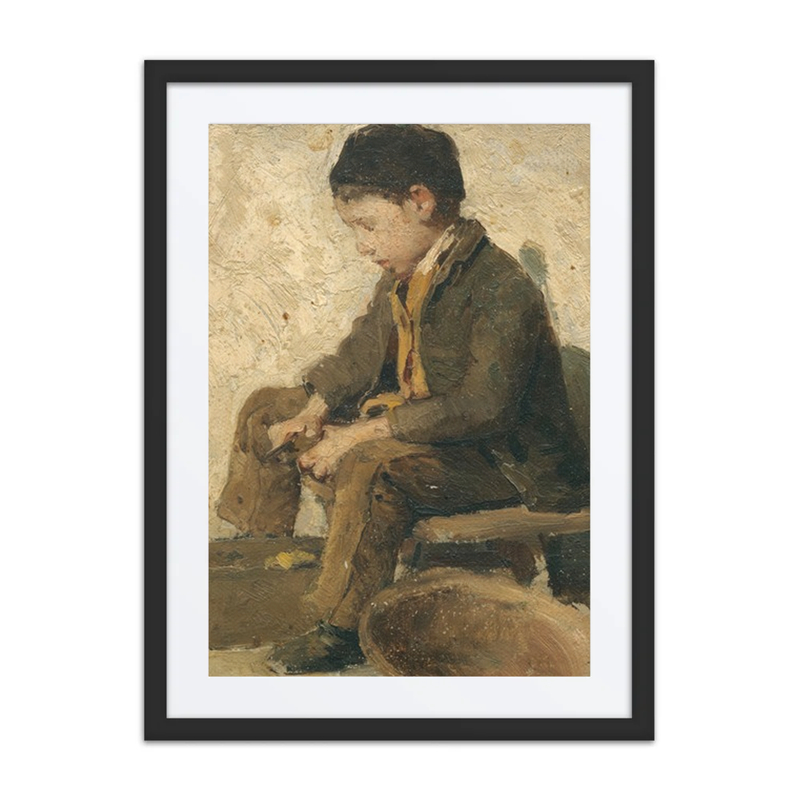 Sitting Boy Peeling Vegetables