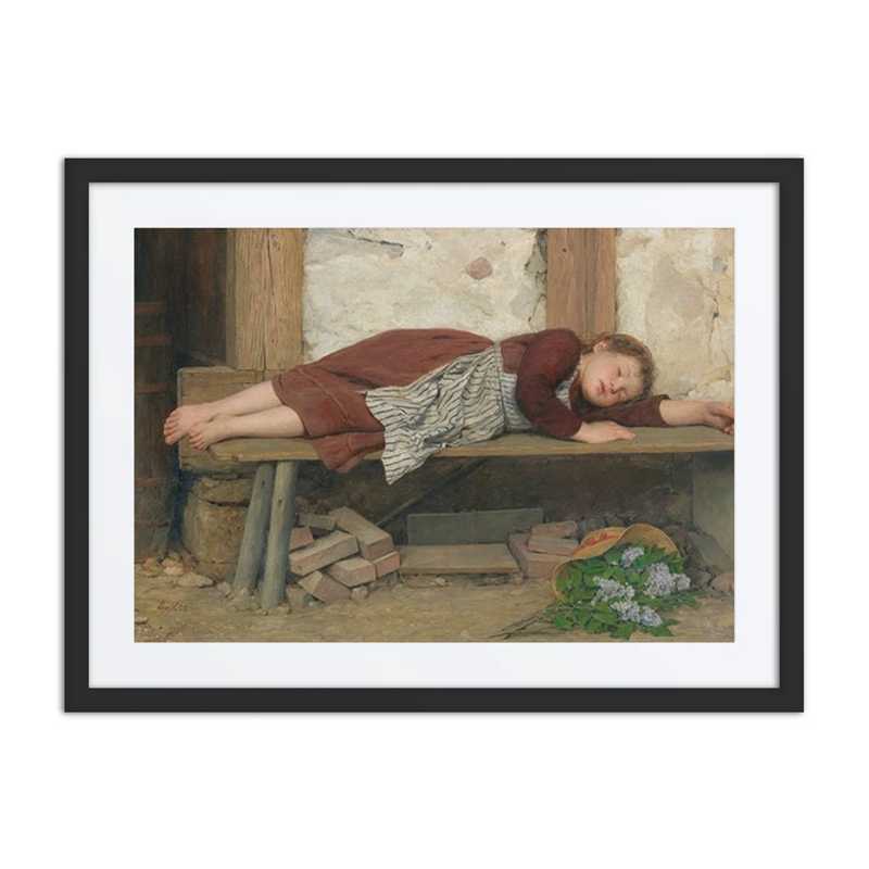 Sleeping Girl on a Wooden Bench
