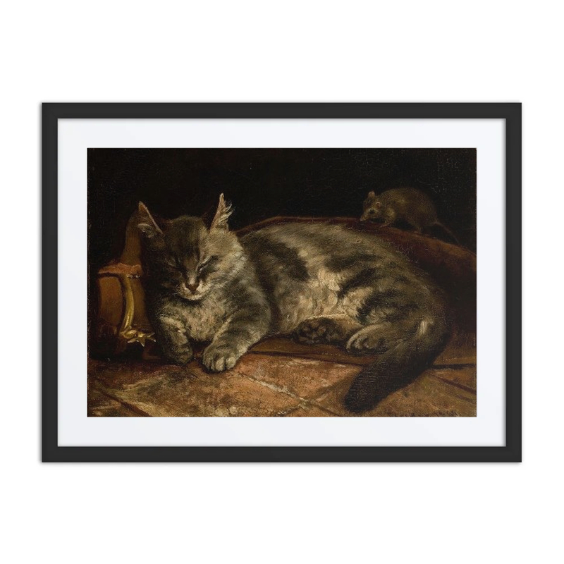 Sleeping Grey Cat and a Rat