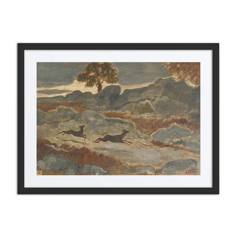 Stag and Doe in Flight