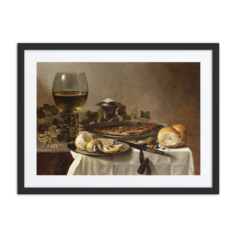 Still Life with Herring, Wine, and Bread