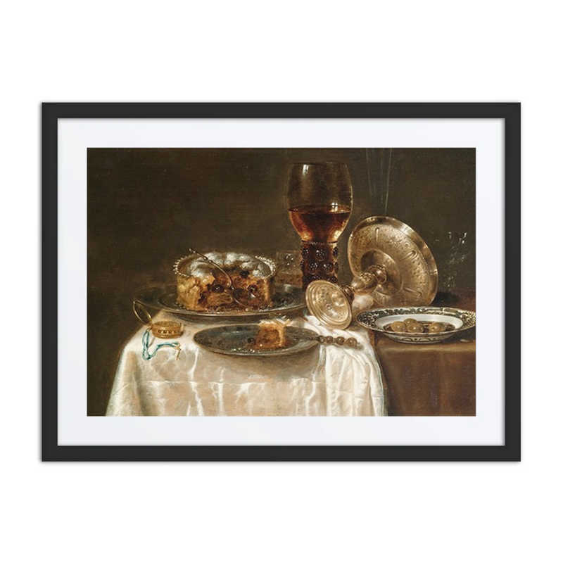 Still Life with Olives, Wine, and a Meat Pie