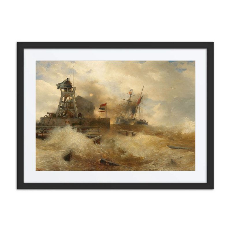 Stürmische See Mit Einem Dampfschiff