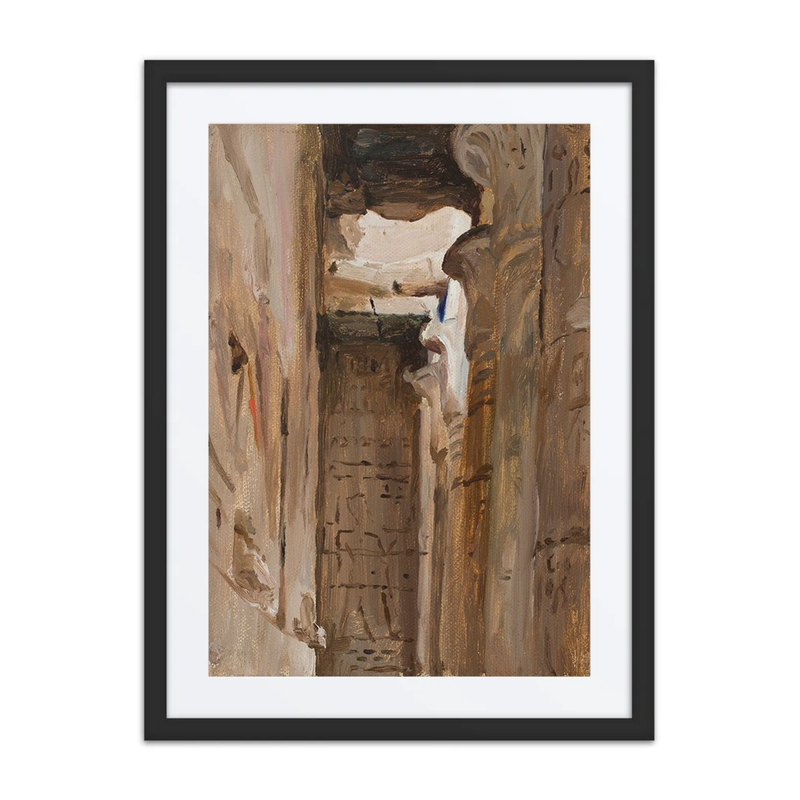 Temple Interior with Hieroglyphs