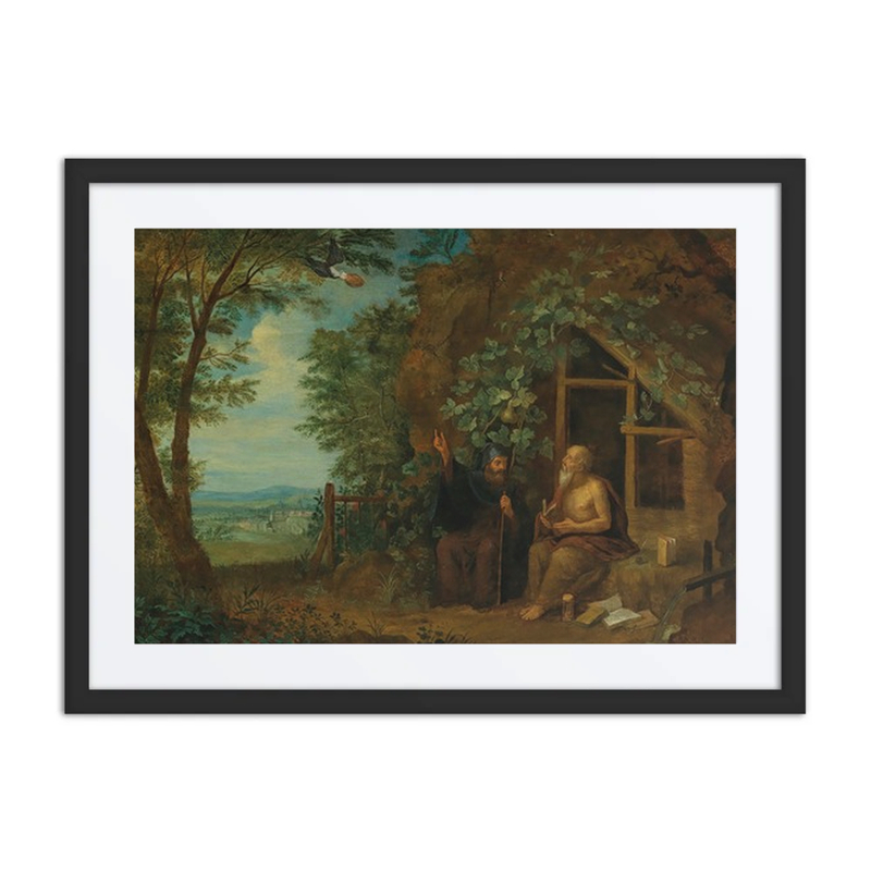 The Hermits Paulus and Antonius in a Landscape, Fed by a Raven