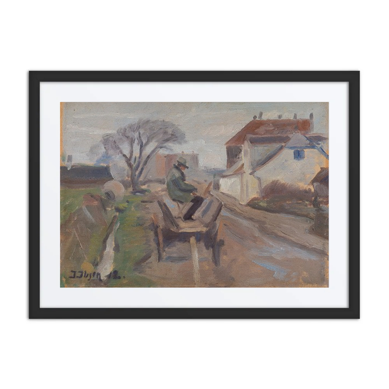 The Painter Ølund Hansen Sitting in a Wagon Painting