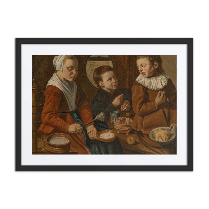 Three Children in a Kitchen Interior