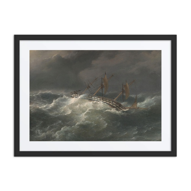 Three-Masted Ship in a Stormy Sea
