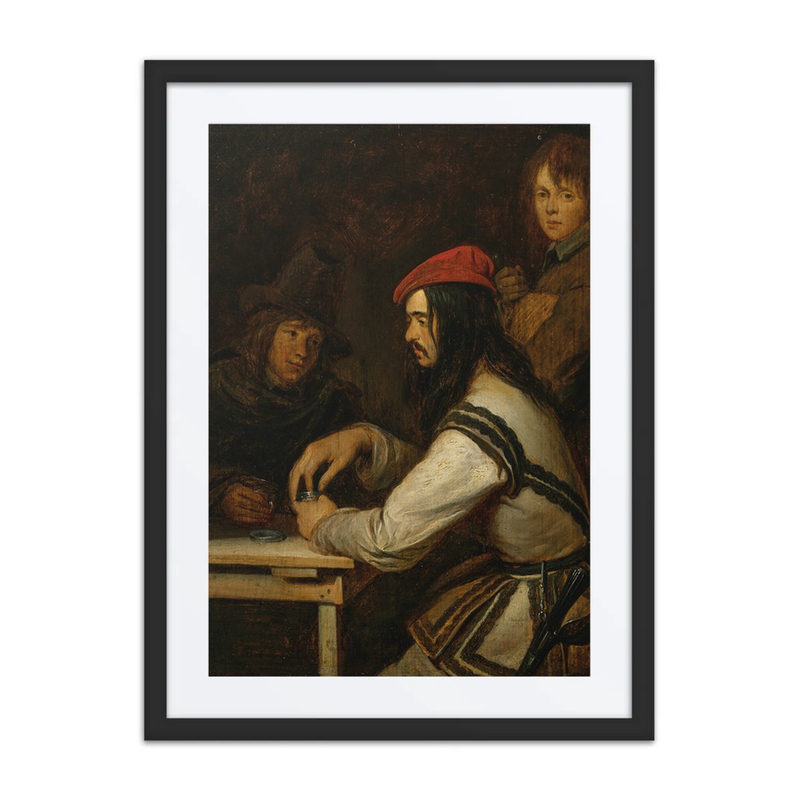 Three Men in a Tavern, One Taking Snuff