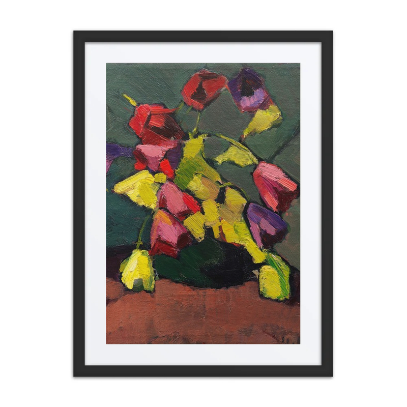 Tulips in a Green Vase
