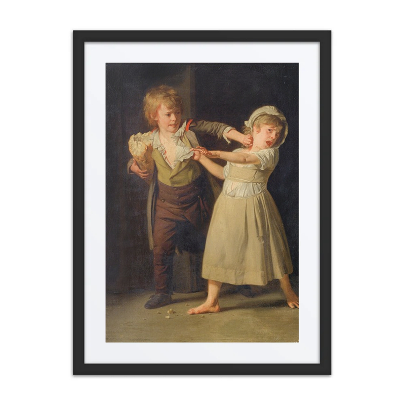 Two Children Fighting over a Piece of Bread