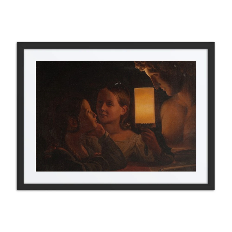 Two Children Illuminating a Sculpted Bust