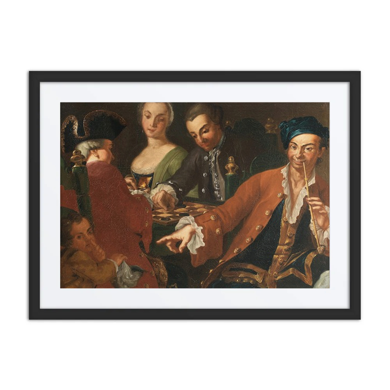 Two Gentlemen and a Lady Playing Chess While Being Robbed