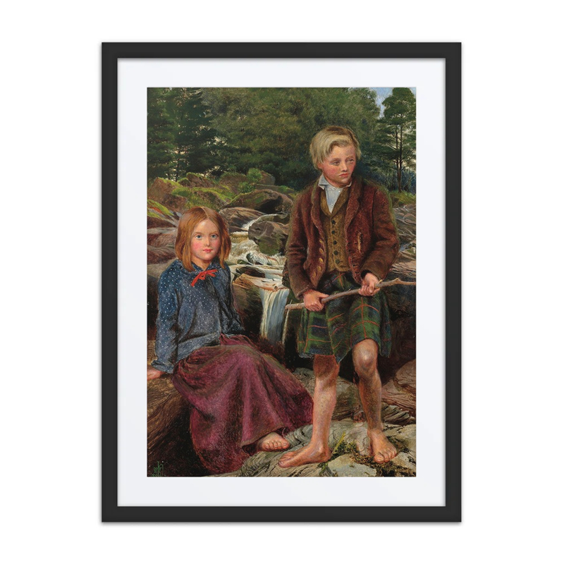 Two Highland Children by a Scottish Stream