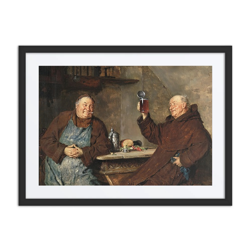 Two Monks Having a Meal in the Monastery Cellar
