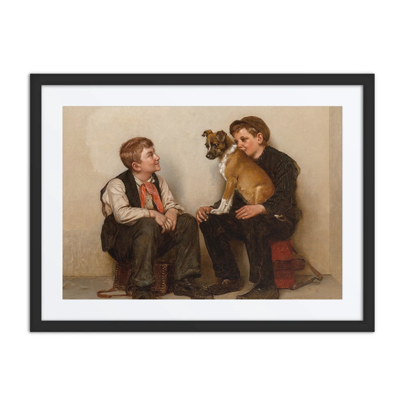 Two Shoeshine Boys with a Dog