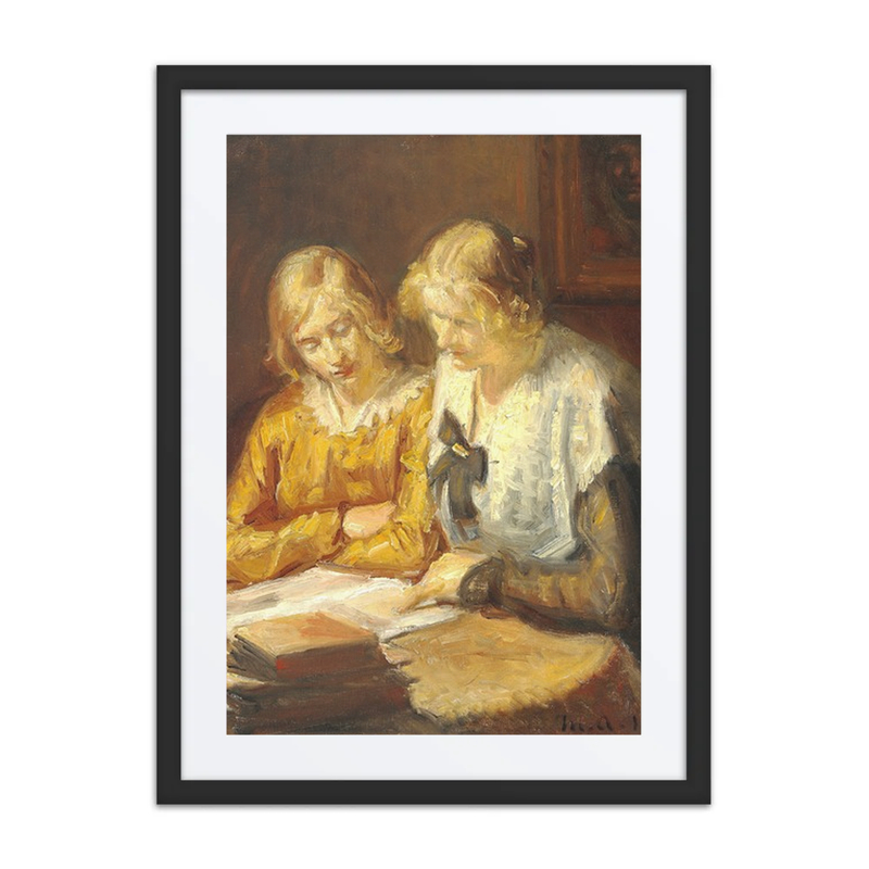 Two Young Girls Reading a Book