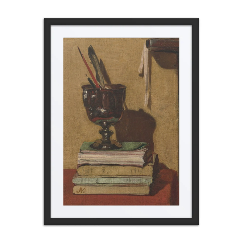 Vase and Books on a Red Table