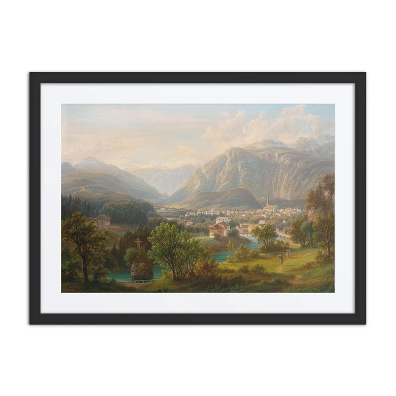 View from the New Schmolnau to the Kreuzstein on the Traun – Towards Lauffen, the Dachstein, Ischl, Upper Austria