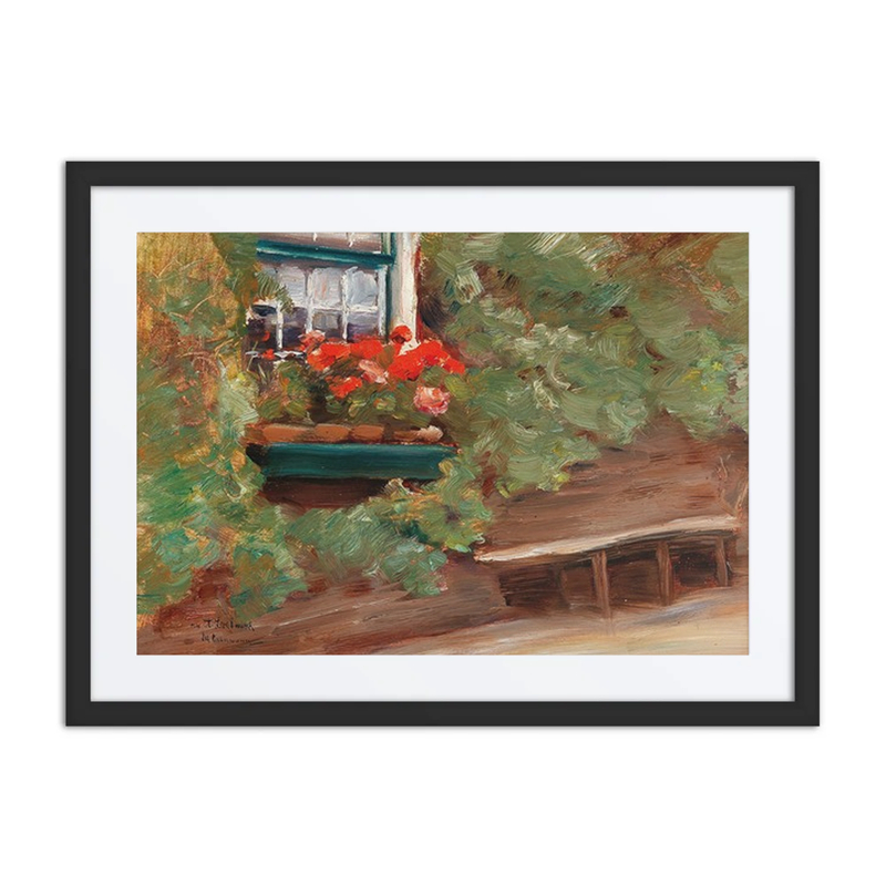 View of a Farmhouse Window with Flowers