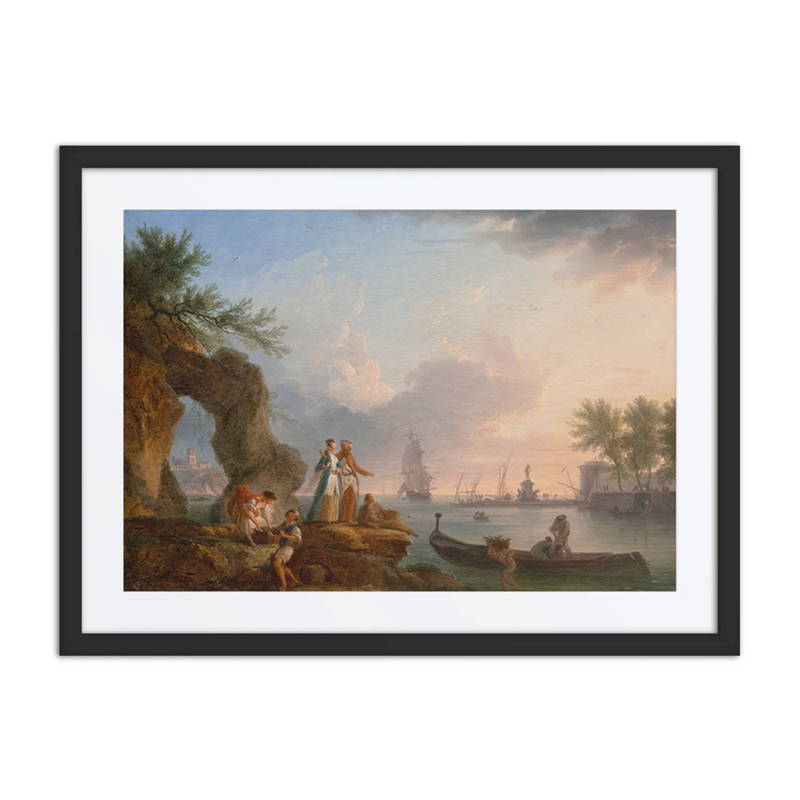 View of a Port at Sunset with Fishermen and Figures in Oriental Dress