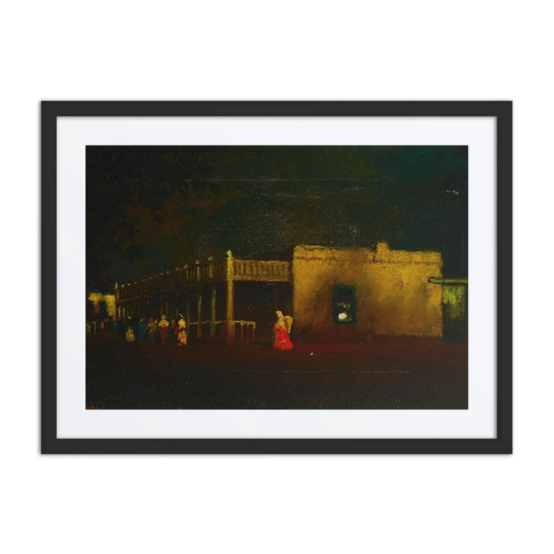 View of Figures on a Street by a Hacienda
