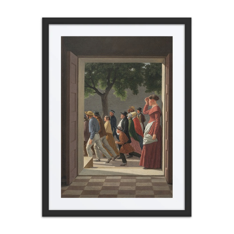 View Through a Door to Running Figures