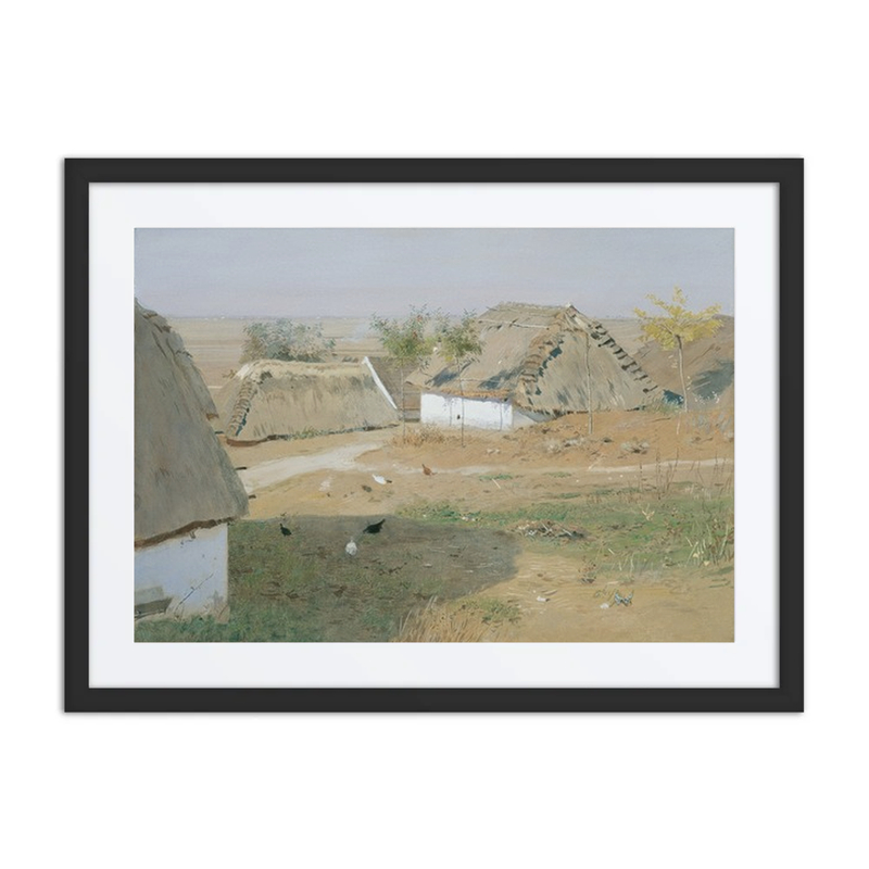 Village Scene with Thatched Cottages