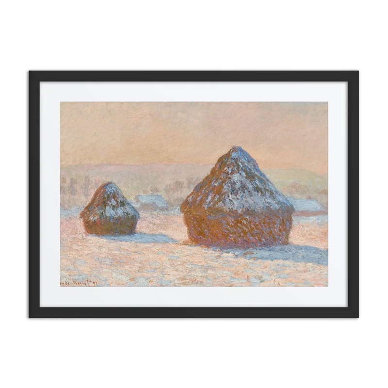 Wheatstacks, Snow Effect, Morning