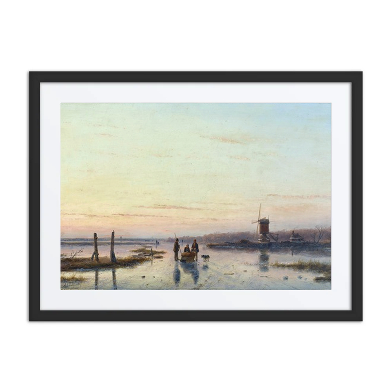 Windmill Beside a Frozen River
