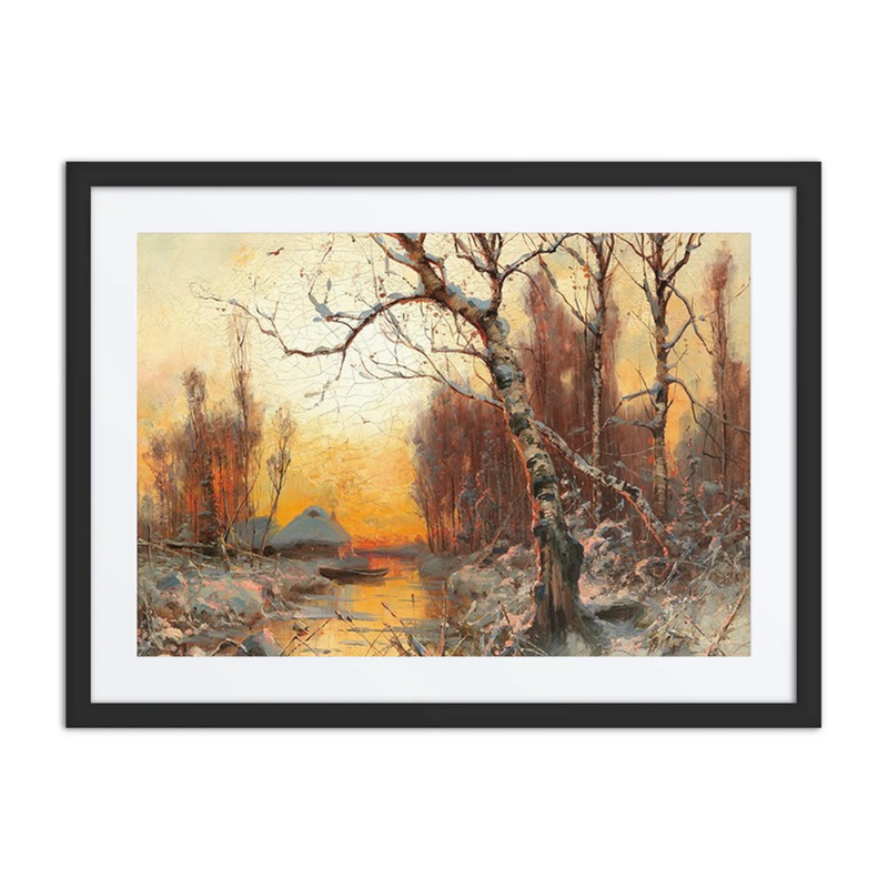 Winter Landscape with Birch in the Evening Light