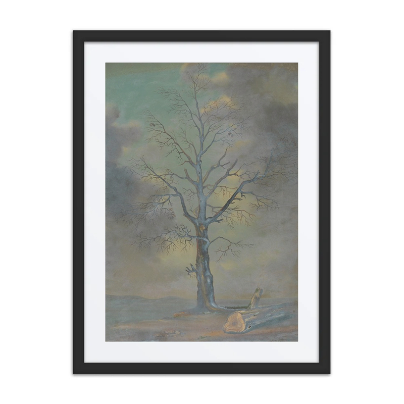 Winter Landscape with Tree and Fallen Log